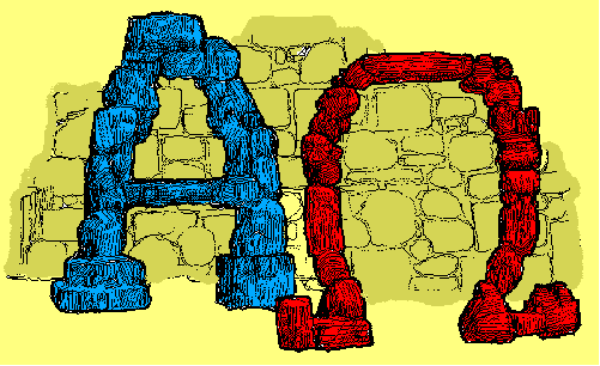 The image shows a pixelated representation of an alphabet with letters A to Z arranged vertically on top of each other in various sizes against a gray background; there is no additional context provided about objects, people, animals, actions, and setting within this small clip-art image.