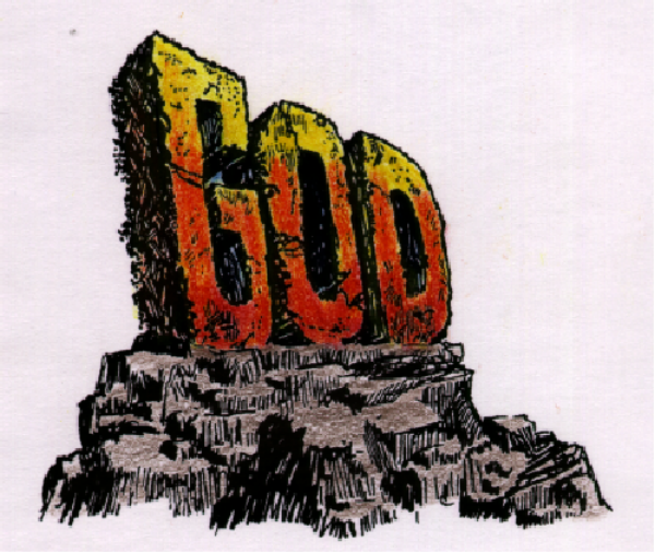 The image shows a logo with two stylized red arrows pointing upwards on either side of an abstract design that resembles a mountain range in white against a dark background at the bottom.