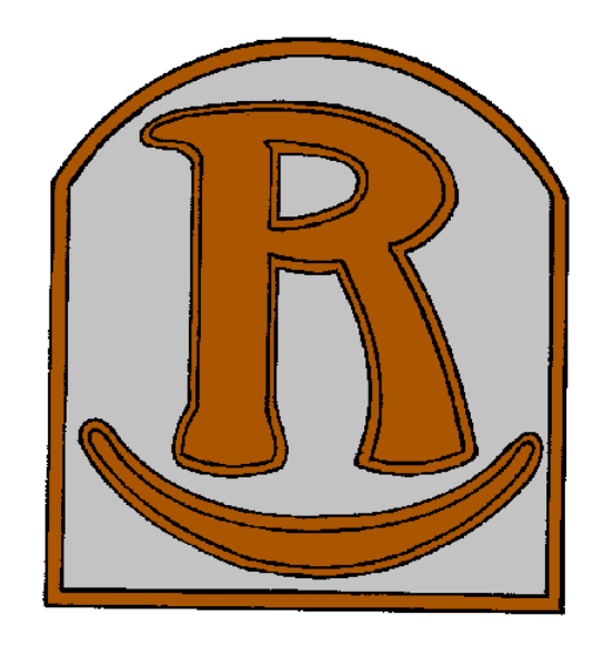 The logo of a company with an "R" inside it on top of another letter that is partially obscured by the first one.