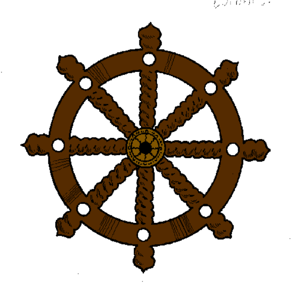 The image shows a compass rose symbol with eight cardinal points on it against an untextured background.