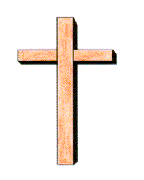 The image shows a cross with an orange outline on it against a white background.