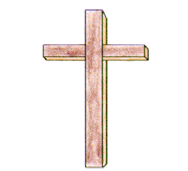 The image shows a cross with an outline of it against a white background.