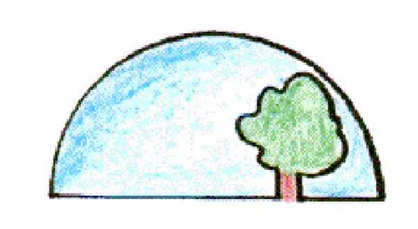 The image shows a cartoon of an umbrella with raindrops falling from it onto what appears to be a green creature underneath.