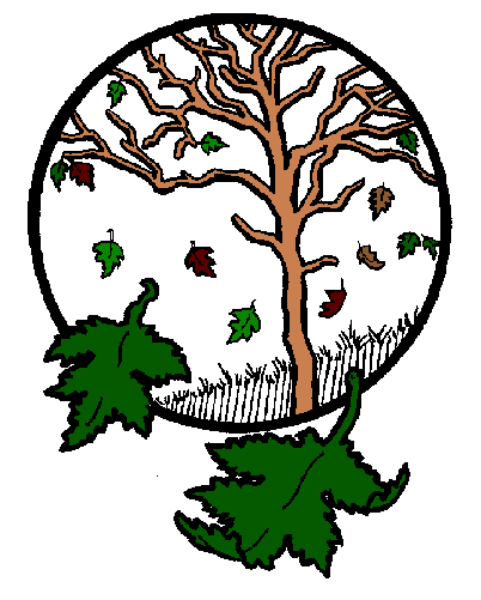 The image shows a stylized graphic of an outdoor scene with trees around what appears to be a globe at its center, set against a background that resembles sky.