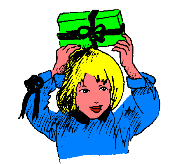 The image shows a pixelated graphic of an individual holding up two green items that resemble money bags with dollar signs on them against a white background.