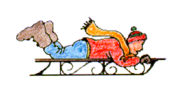 The image shows a cartoon of three horses pulling a sleigh with two passengers who appear to be enjoying their ride through what looks like snowy scenery.