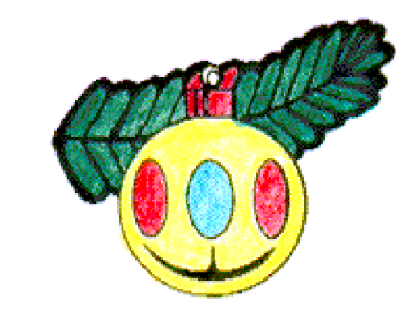 The image shows a stylized depiction of an object that resembles a badge with intricate patterns around it; there is no text present in this clip-art representation.