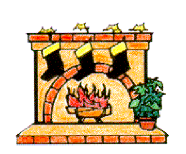 The image shows a pixelated representation of an indoor scene with two characters standing on either side; there is no text present in this clip-art graphic.