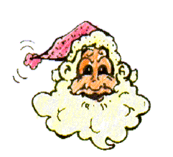 The image shows a cartoon character that appears to be an anthropomorphic chicken wearing a red hat with white trim on its head, suggesting it is dressed for Christmas.
