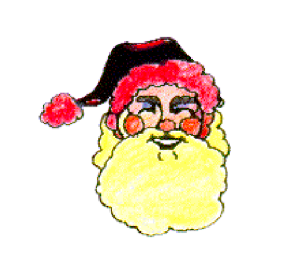 The image shows a pixelated character with red hair wearing glasses that resemble eyes, dressed as an elf-like creature in what appears to be a costume of yellow feathers over its body, holding something small close to itself and smiling broadly at it.